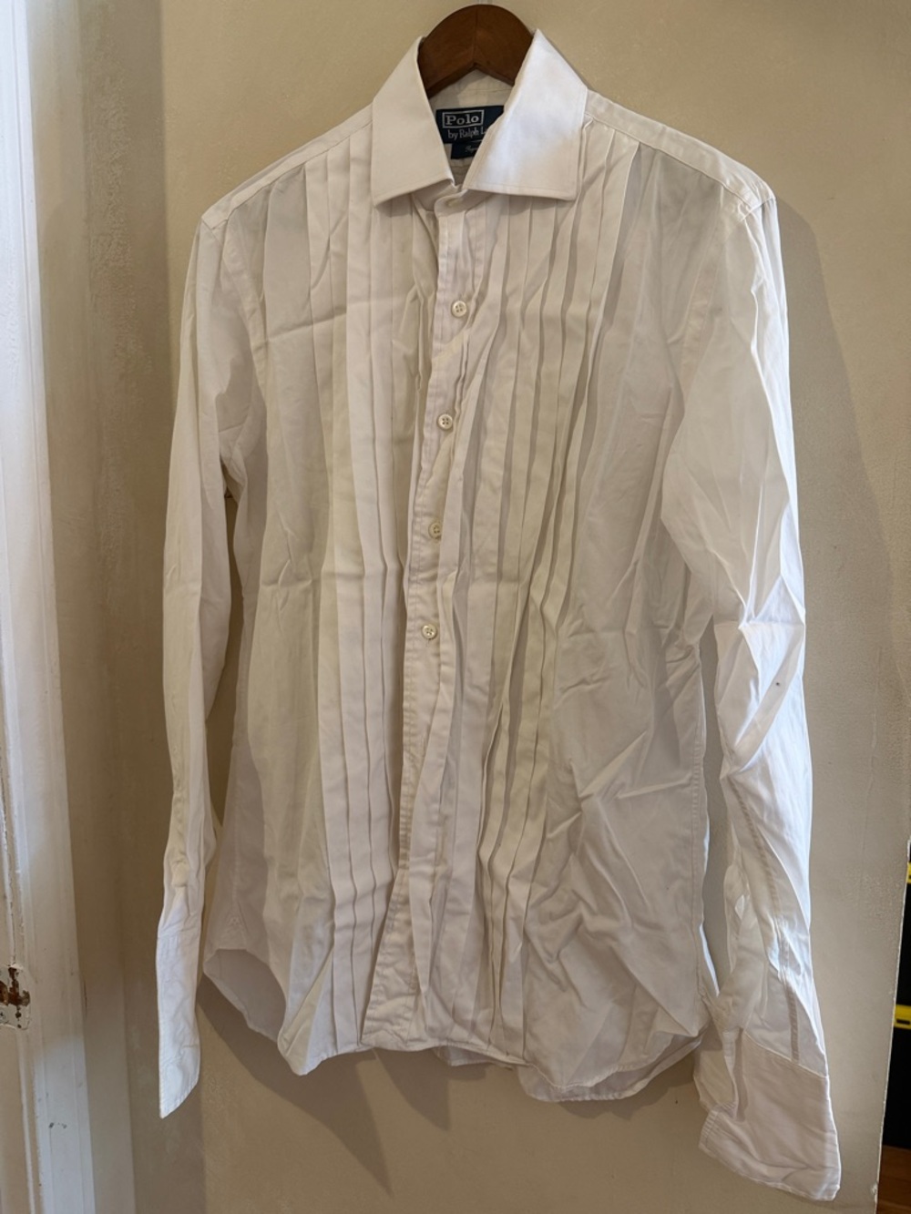 Polo by Ralph Lauren White Pleated Front Dress Shirt - Men's